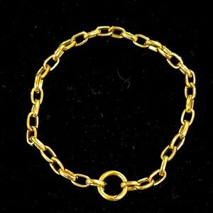 Gold large chain necklace with a carabiner ring